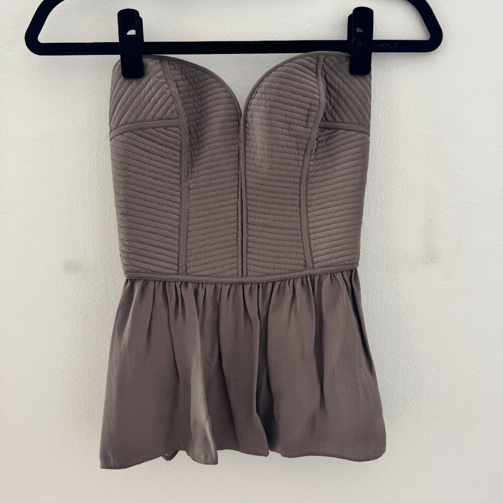 Silk strapless peplum top